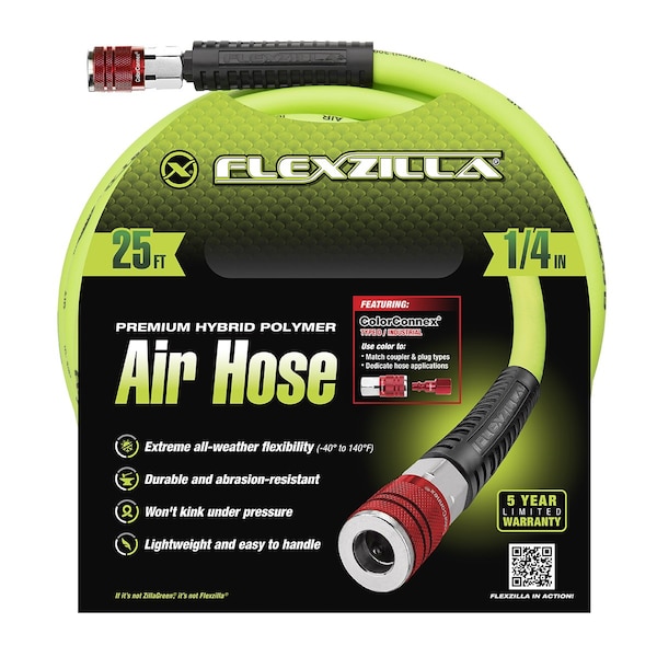 Flexzilla Air Hose, 1/4" x 25, with ColorConnex C HFZ1425YW2-D - main